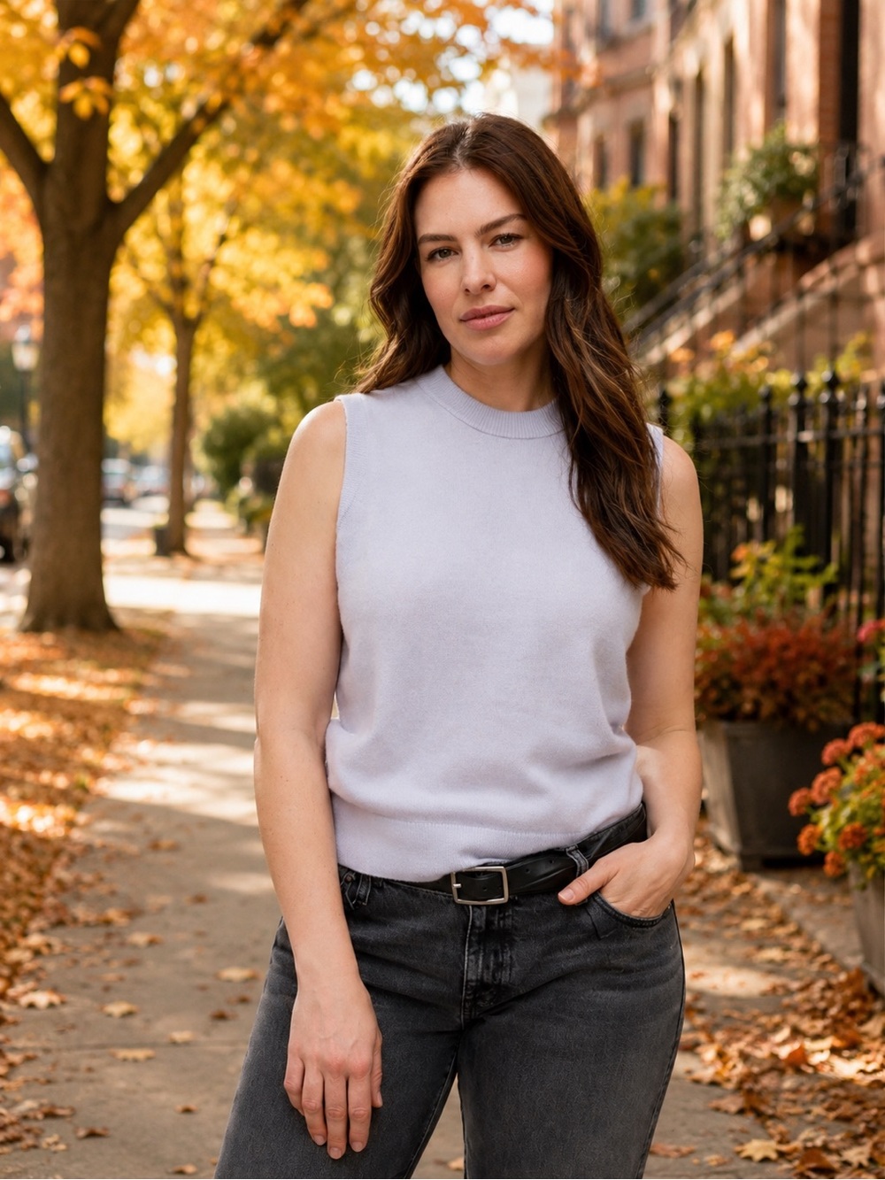 Madewell 100% Cashmere Crewneck Sweater Vest Heather Sky Gray Purple Size Small